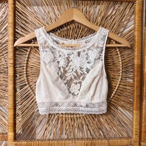 Victoria's Secret Cream Lace High Neck Bra Top Size S